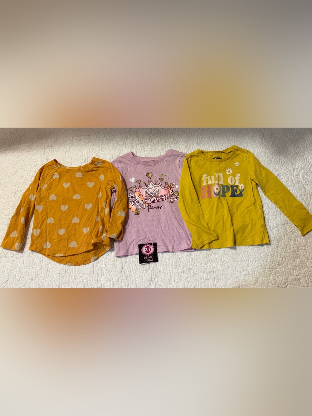 Cat & Jack Pink Princess Crown Long-Sleeve Tee